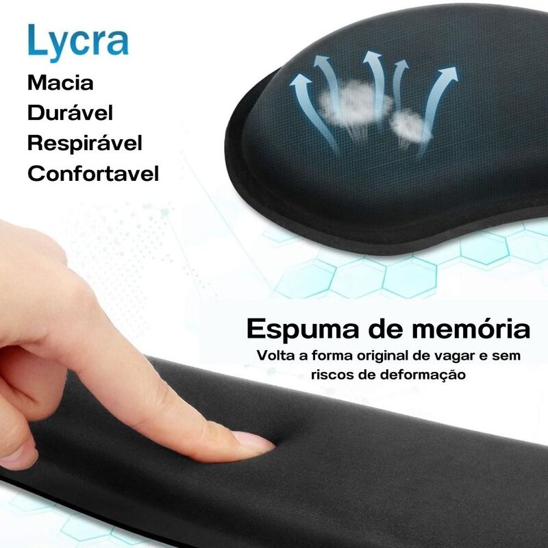 Apoio e Descanso de Pulsos Confortável e Macio para Mouse e Teclado